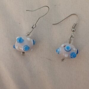 Playful Blue and White Earrings